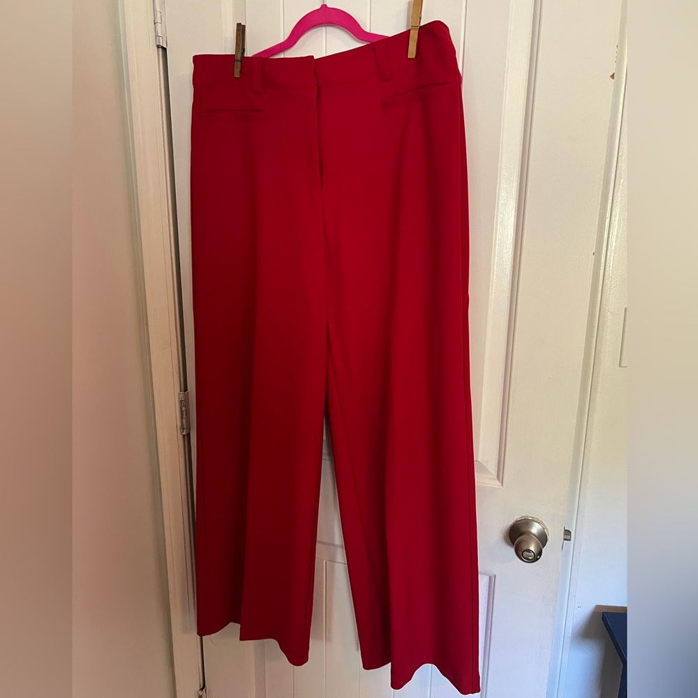 Wide leg high waist red trouser from New York &co EUC worn once size 16
